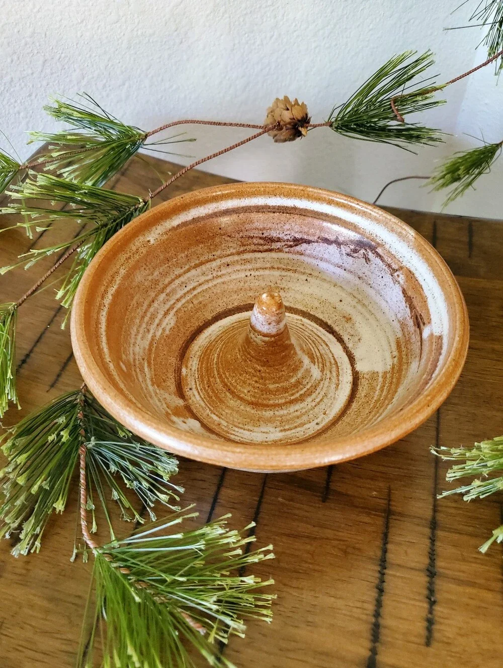Vintage Studio Pottery Ceramic Onion & Apple Baker Trinket Dish